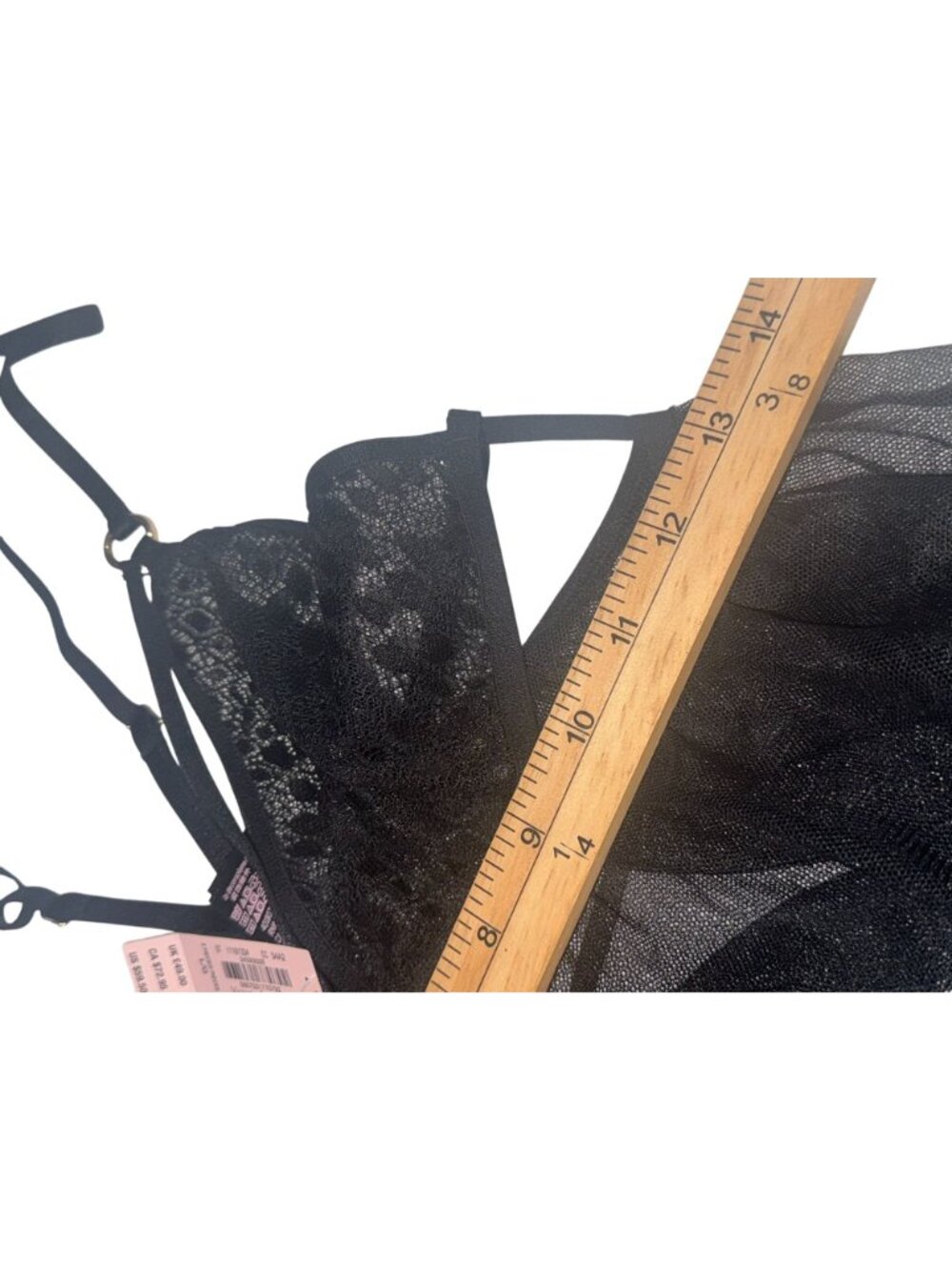 Victorias Secret Black Sheer Mesh Lace Lingerie Babydoll Dress With Strappy Deta - Picture 10 of 11